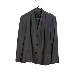 Lafayette 148 New York Virgin Wool Blazer Jacket Women's 14 Gray Academia Office